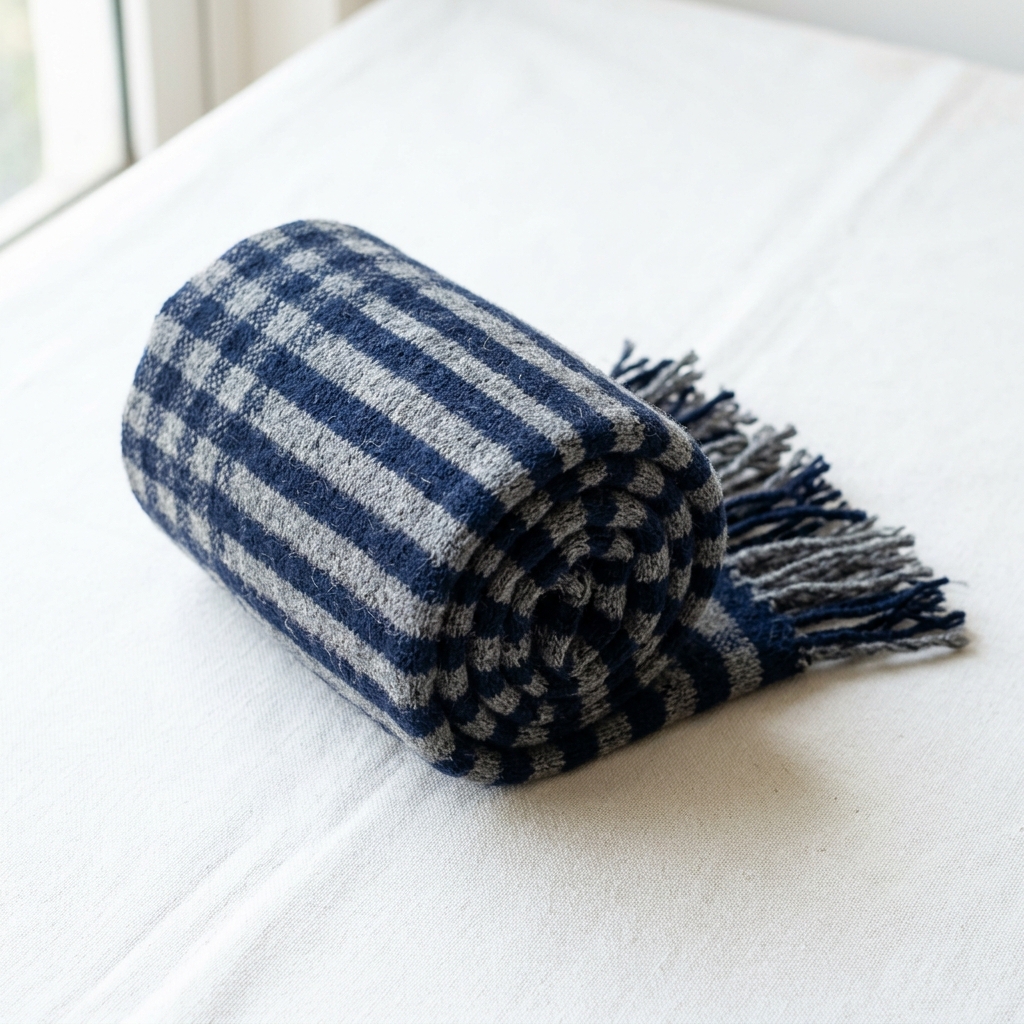 Handknit Woolen Striped Muffler Scarf