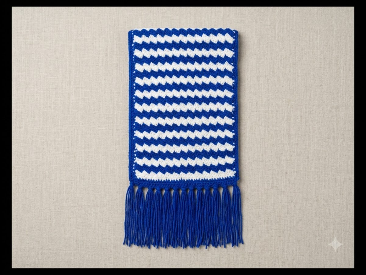 Handmade Woolen Crochet Muffler – Blue And White